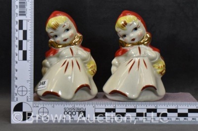 Pair of Hull Little Red Riding Hood medium salt and pepper shakers, 4.5" - 8