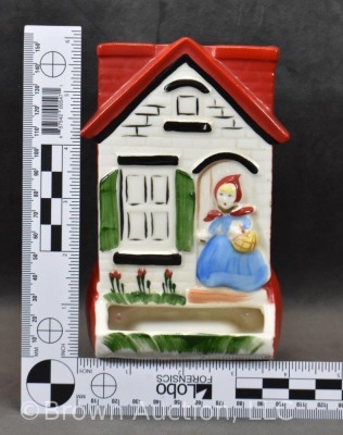 Hull Little Red Riding Hood wall hanging match holder, 6" - 7