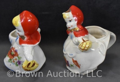 (2) Hull Little Red Riding Hood creamers - side pour and w/ pantaloons - 2