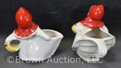 (2) Hull Little Red Riding Hood creamers - side pour and w/ pantaloons - 3