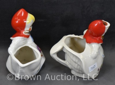 (2) Hull Little Red Riding Hood creamers - side pour and w/ pantaloons - 4