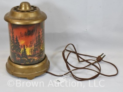 1950's Fire in the forest roto-vue motion lamp, 9.5" tall - 2