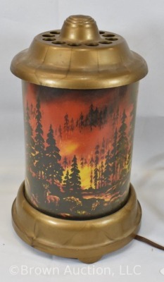 1950's Fire in the forest roto-vue motion lamp, 9.5" tall - 3