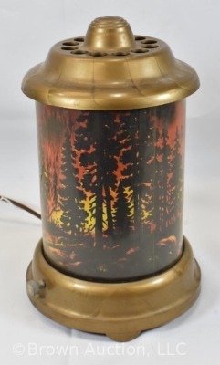 1950's Fire in the forest roto-vue motion lamp, 9.5" tall - 4