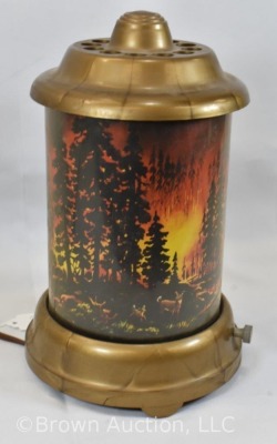 1950's Fire in the forest roto-vue motion lamp, 9.5" tall - 5