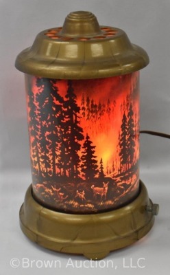 1950's Fire in the forest roto-vue motion lamp, 9.5" tall - 11