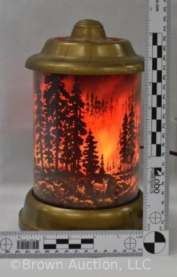 1950's Fire in the forest roto-vue motion lamp, 9.5" tall - 12