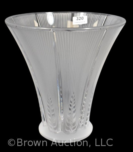 Lalique trumpet vase, wheat pattern