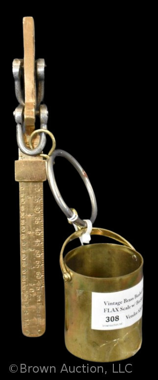 Brass bushel beam Flax scale w/ bucket