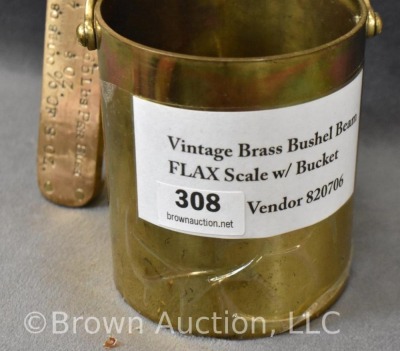 Brass bushel beam Flax scale w/ bucket - 2