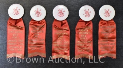 (5) Lancaster Co. (PA) Firemen's Day badges/ ribbons, dated 1953