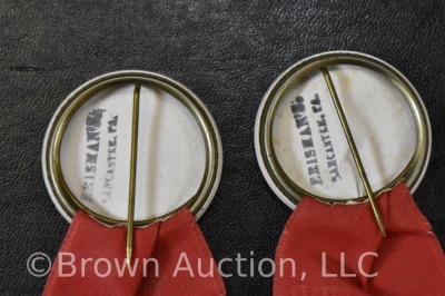 (5) Lancaster Co. (PA) Firemen's Day badges/ ribbons, dated 1953 - 7