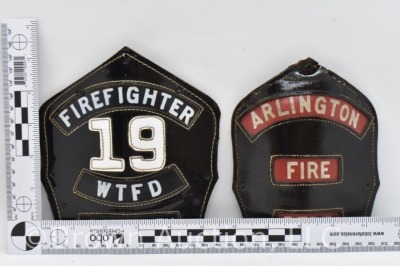 (5) Firefighter leather helmet shield patches - 12