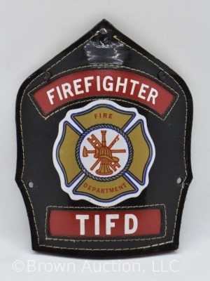 (5) Firefighter leather helmet shield patches - 13