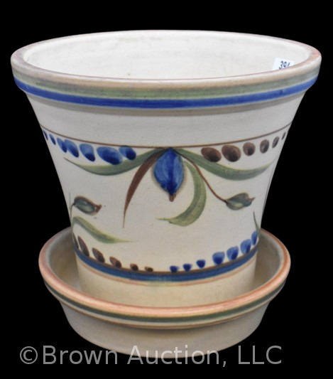 Mrkd. Weller Bonito 6" flower pot and saucer