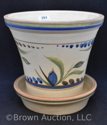 Mrkd. Weller Bonito 6" flower pot and saucer - 2