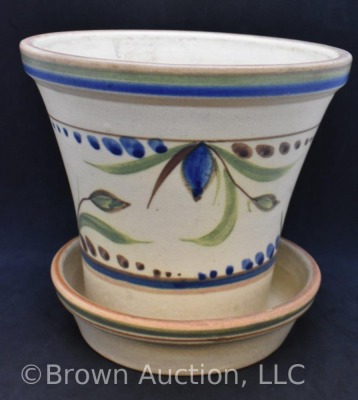 Mrkd. Weller Bonito 6" flower pot and saucer - 3