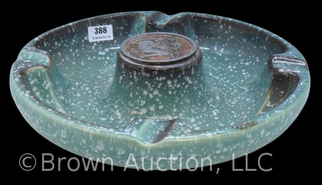 Roseville Hyde Park #1900 9"d ashtray, green