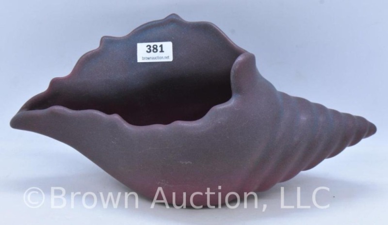 Van Briggle mulberry conch shell, 9"l x 4"h