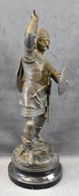 Bronzed Patina Spelter warrior - 5