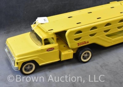 1960 Tonka #840 Car Carrier truck and trailer w/ 3 cars - 3