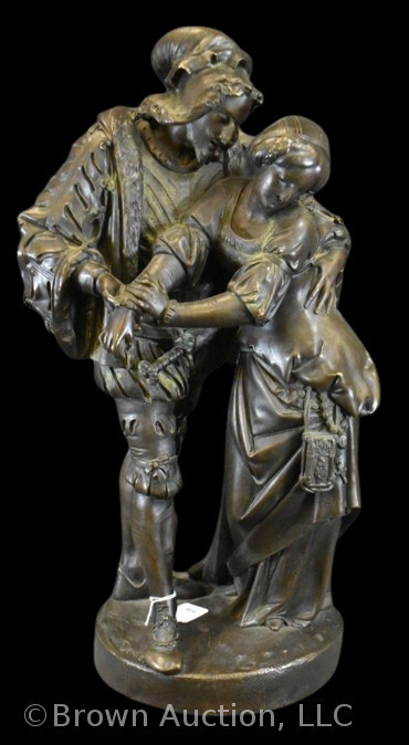 "Faust de Marguerite" bronze sculpture, signed Deniere on base