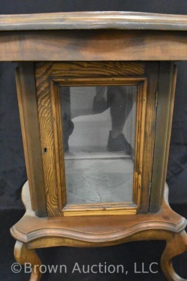 Unusual parlor table w/ enclosed glass area on lower shelf for protected display - 3