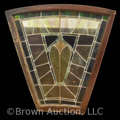 Antique Stained Glass window curved panel