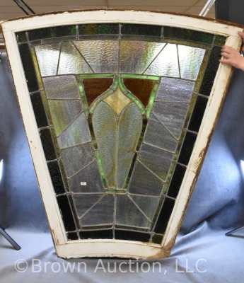 Antique Stained Glass window curved panel - 3