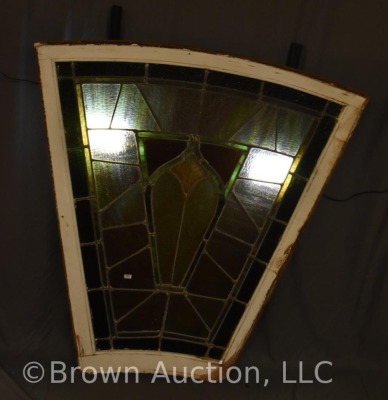 Antique Stained Glass window curved panel - 4