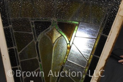 Antique Stained Glass window curved panel - 5