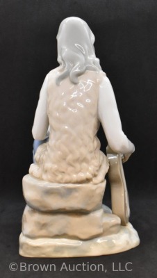 Lladro 10" porcelain figure - seated barefoot girl with guitar - 5