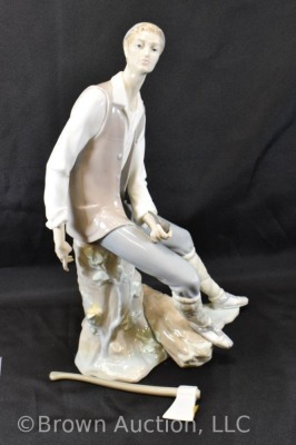 Mrkd. Lladro 14" porcelain figure - wood cutter - 8