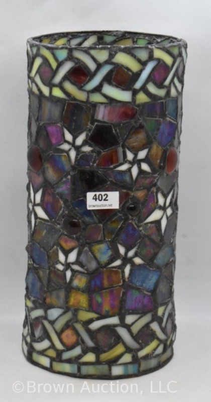 Stained Glass 10" cylinder-shape shade for hanging lamp