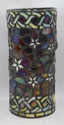 Stained Glass 10" cylinder-shape shade for hanging lamp - 2