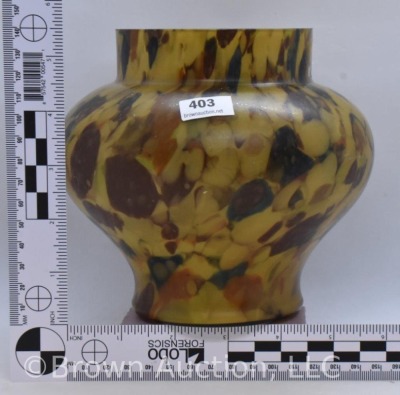 Murano-style Glass tortoise shell 6" vase - 10