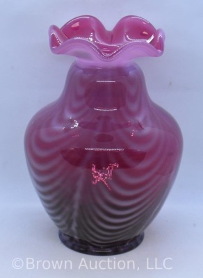 Fenton Cranberry opalescent 8.5" Drapery pattern vase - 2