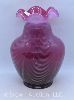 Fenton Cranberry opalescent 8.5" Drapery pattern vase - 3