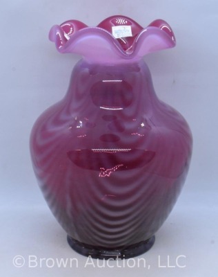 Fenton Cranberry opalescent 8.5" Drapery pattern vase - 4