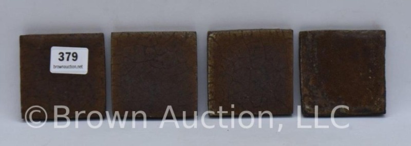 (4) Unm. brown tiles, 2" sq. dia.