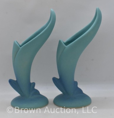 Pair of Van Briggle turquoise Bird of Paradise 8" vases - 3