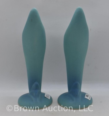 Pair of Van Briggle turquoise Bird of Paradise 8" vases - 4