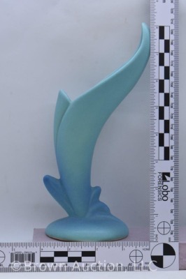 Pair of Van Briggle turquoise Bird of Paradise 8" vases - 8