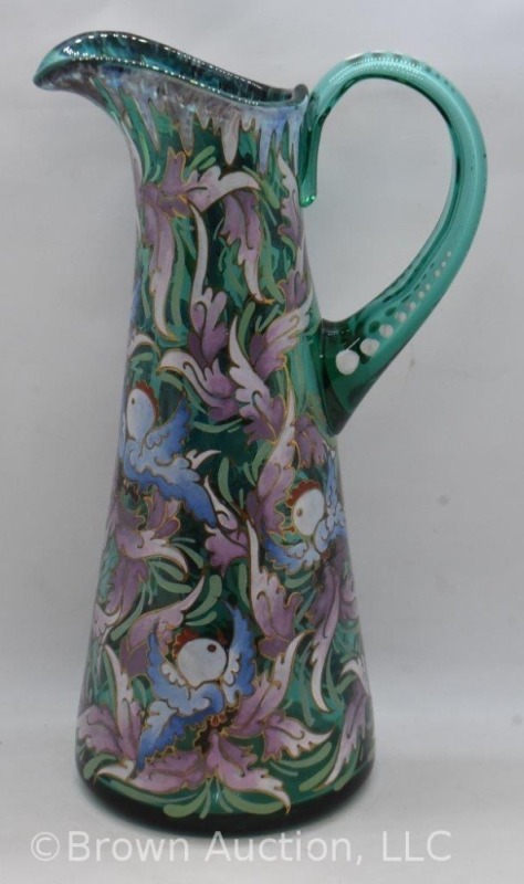 Royo Moser Art Glass 11" pitcher, signed Cirera