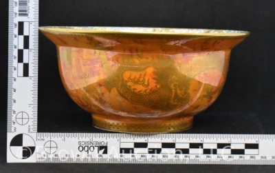 Mrkd. Wedgwood orange bowl w/ dragon motif - 10