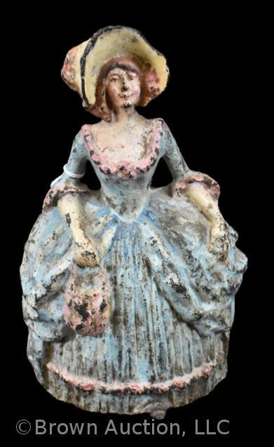 Hubley Cast Iron Colonial lady door stop, 10" tall