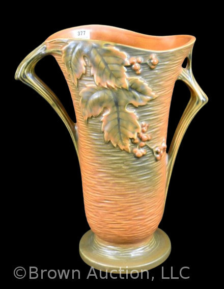 Roseville Bushberry 38-12" vase, russet