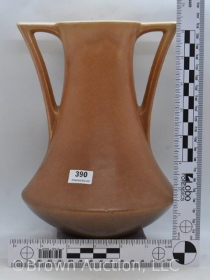 Roseville Rozane Pattern 3-8" vase, brown/ ivory - 7