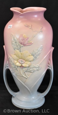 Hull Magnolia (matte)16 15" floor vase, pink/ blue