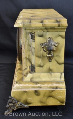 Waterbury Clock Co. mantel clock, wood marble effect case - 2